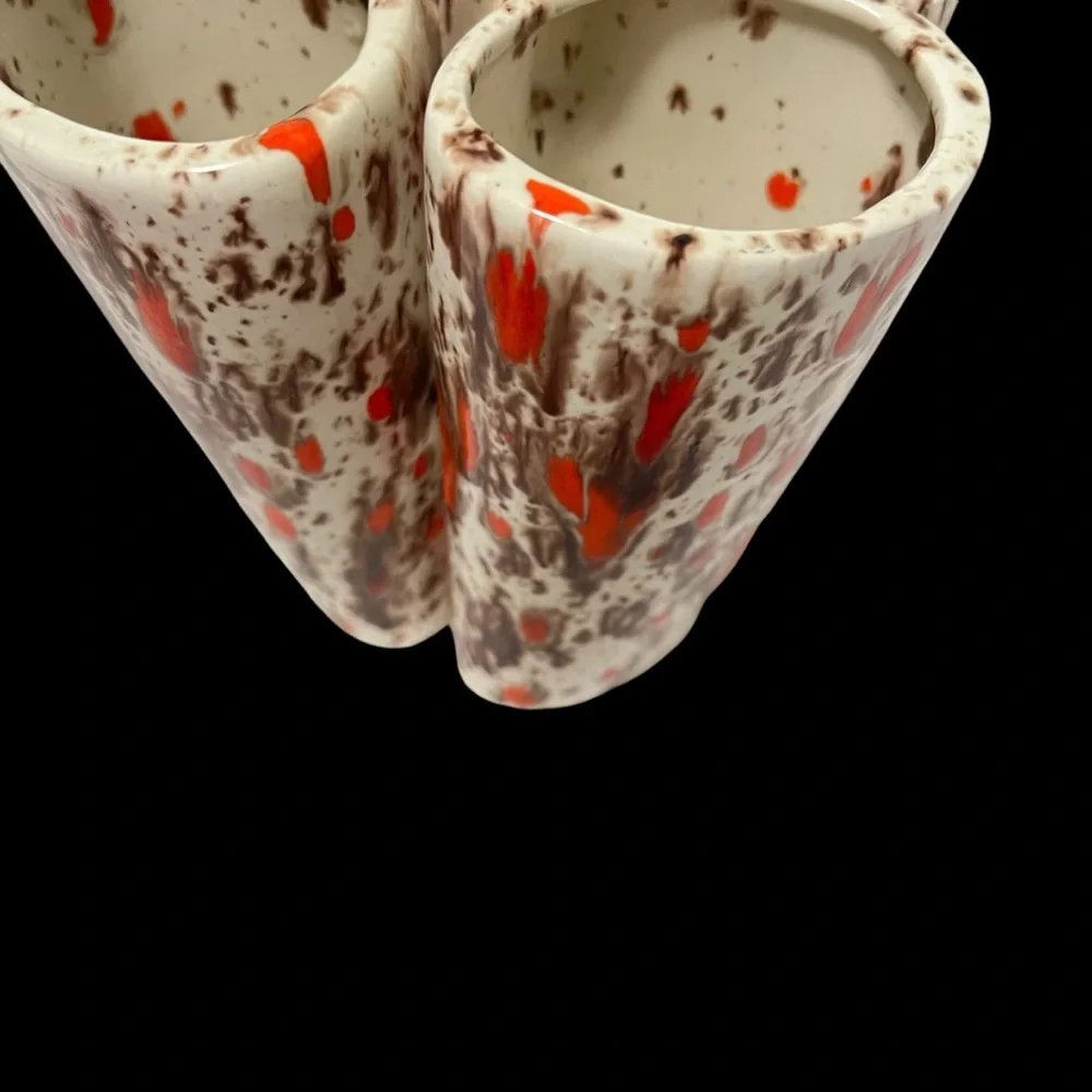 Vintage Ceramic Splatter Glaze Vase or Trinket Holder 1970’s 8” Tall